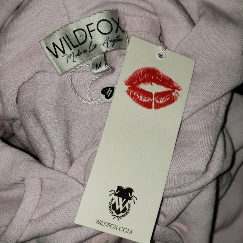 Pase the Rose Crop Hoodie Women's Size Medium NWT Pink Sweatshirt Wildfox - Picture 6 of 8